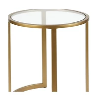 Tempered Glass Round End Table with Durable Steel Frame – Chic and Functional