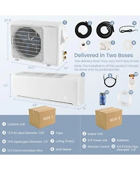 Airtural Series 24000 Btu 21 SEER2 Ductless Mini Split Air Conditioner Heater Energy Star Certified WiFi Enabled