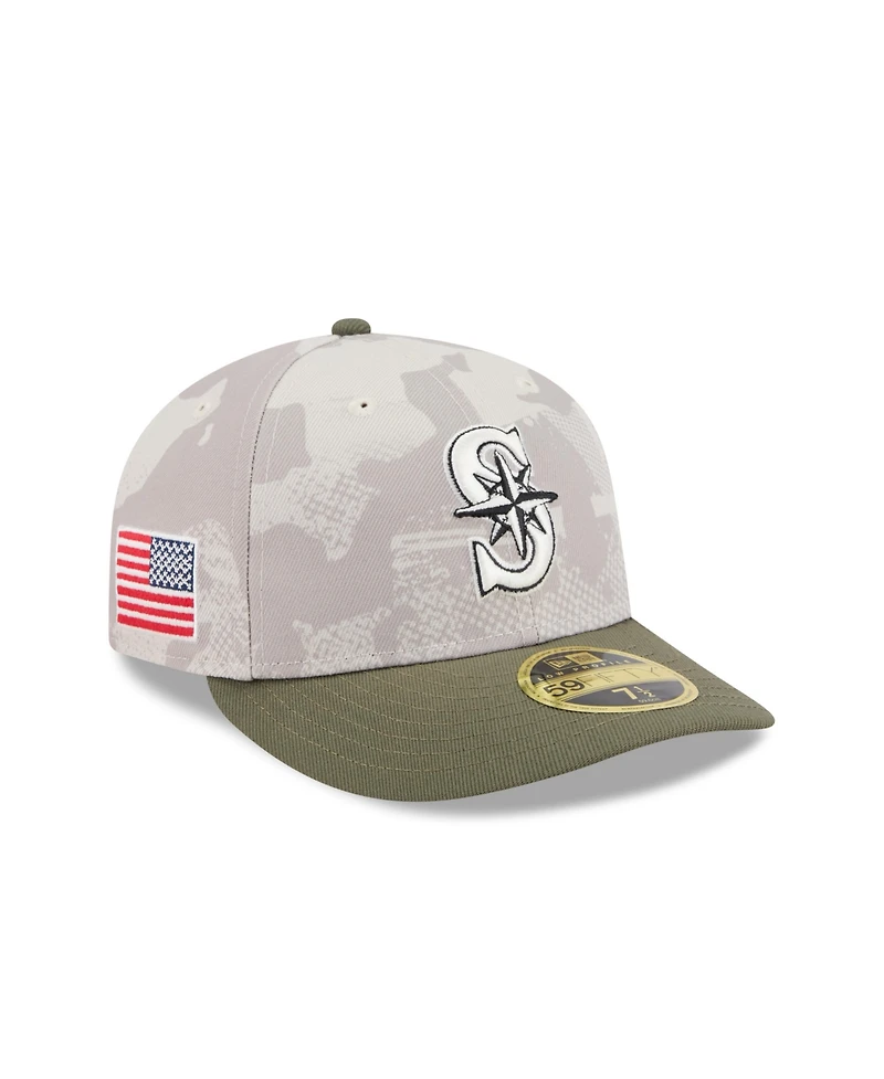 New Era Men's Light Beige/Olive Seattle Mariners 2025 Armed Forces Day Low Profile 59FIFTY Fitted Hat