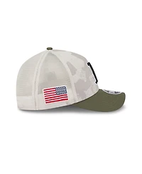 New Era Men's Light Beige/Olive Boston Red Sox 2025 Armed Forces Day 9FORTY M-Crown A-Frame Adjustable Hat