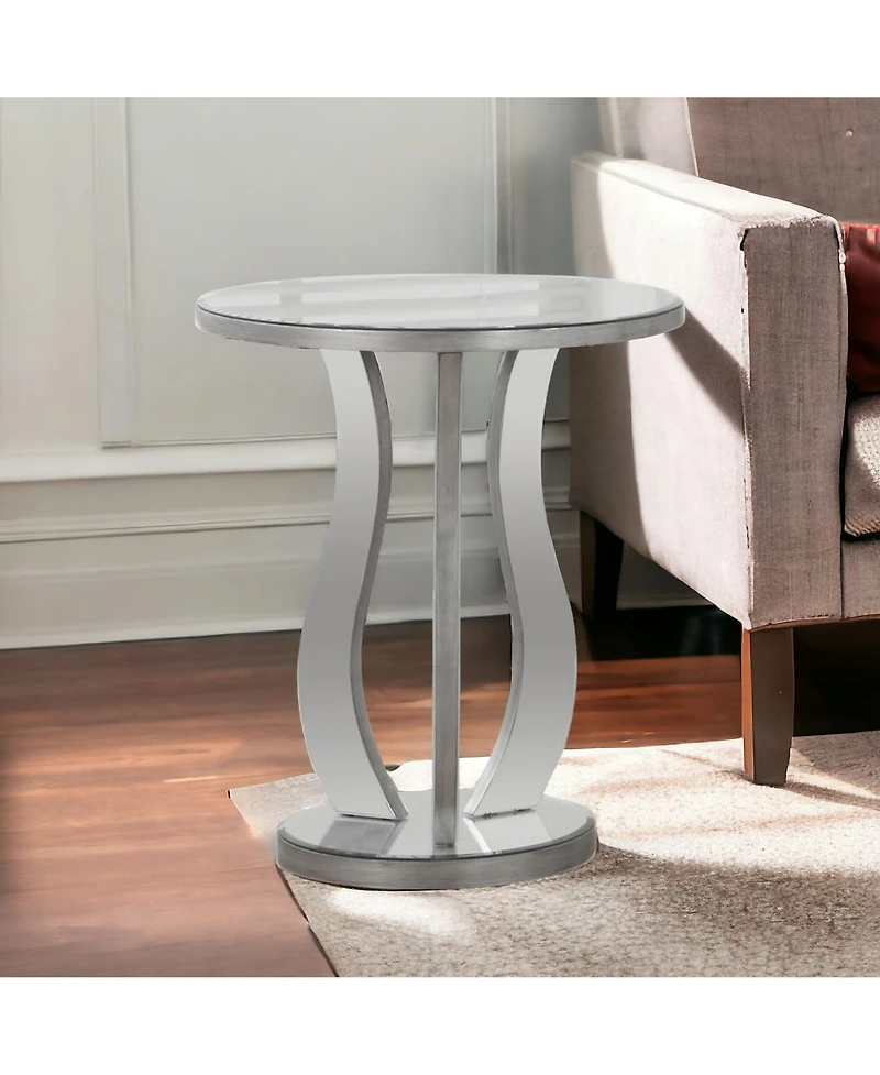 Modern Farmhouse End Table with Glass Top and Glass Frame