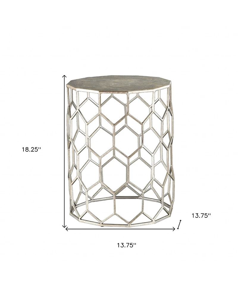 Honeycomb Hexagonal End Table for Modern Living Room or Bedroom