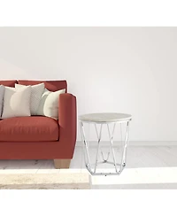 Industrial Wood and Iron Round End Table for Side or Accent Table