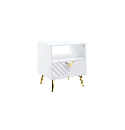 Industrial Rectangular End Table – Wood and Metal with Drawer & Shelf