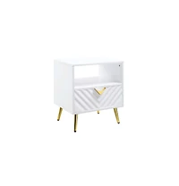 Industrial Rectangular End Table – Wood and Metal with Drawer & Shelf