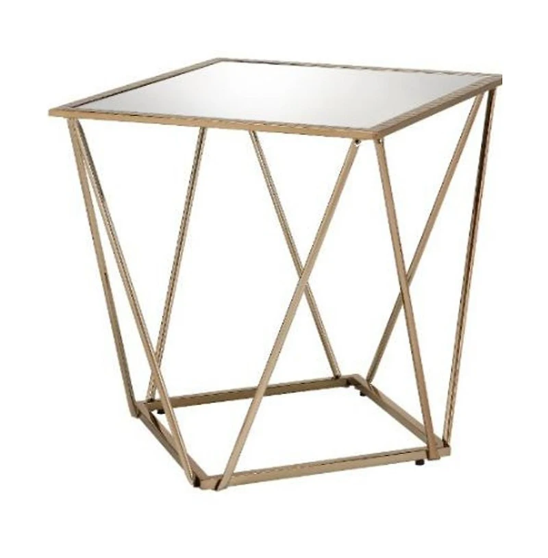 Contemporary Glass and Metal Square Mirrored End Table