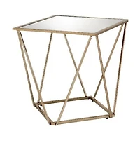 Contemporary Glass and Metal Square Mirrored End Table