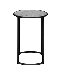 Farmhouse Style Round End Table with Bottom Shelf