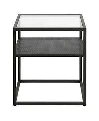 Modern Glass and Steel Square End Table with Storage Shelf – Perfect for Any Space