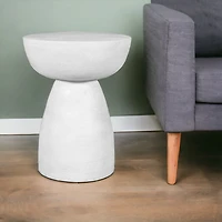Solid Wood Round End Table – 22" White Distressed Finish for Farmhouse Style