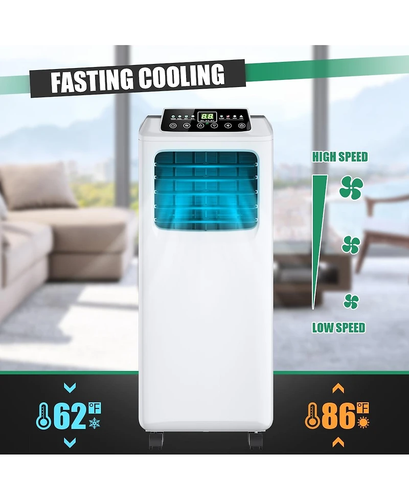 9000 Btu Portable Air Conditioner with Built-in Dehumidifier and Remote Control