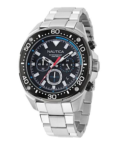 Nautica Men's Chronograph Silver-Tone Stainless Steel Watch