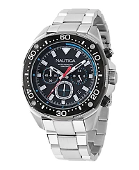 Nautica Men's Chronograph Silver-Tone Stainless Steel Watch