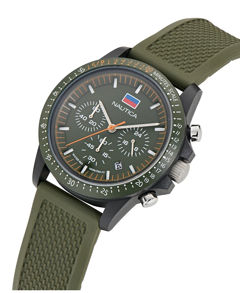 Nautica Men's Multifunction or Date Green Polyurethane Watch, 43mm