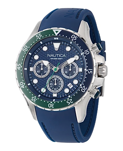 Nautica Men's Chronograph Blue Silicone Watch, 44mm