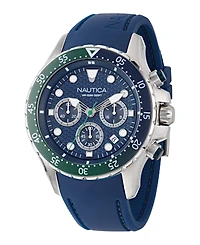 Nautica Men's Chronograph Blue Silicone Watch, 44mm