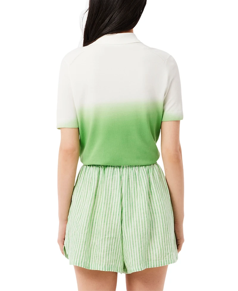 Lacoste Usa Women's Collared Ombre Short-Sleeve Sweater