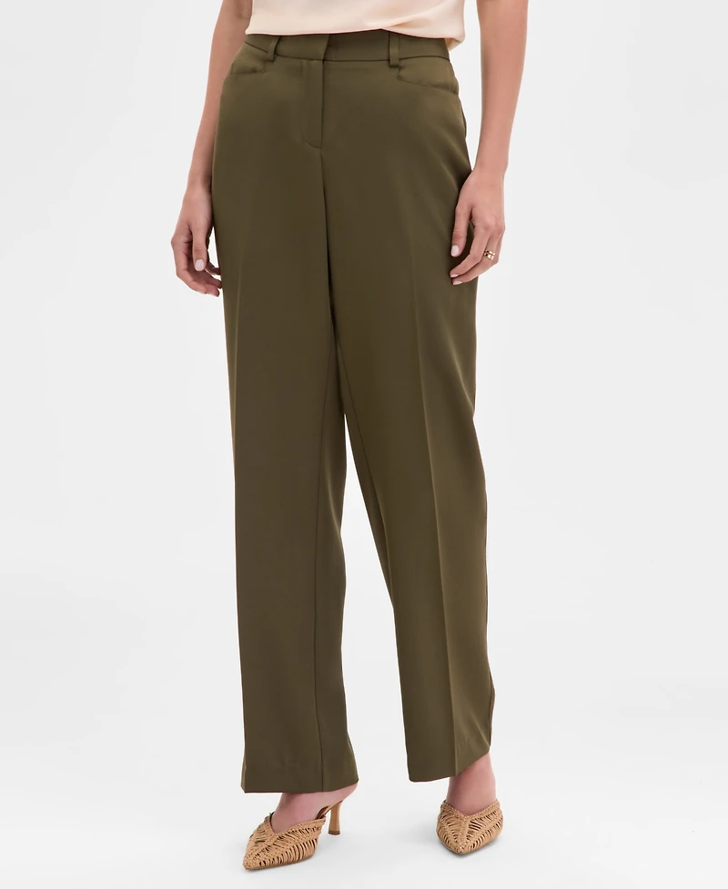 Tahari Asl Women's Brushed Woven Mid-Rise Flared Pants