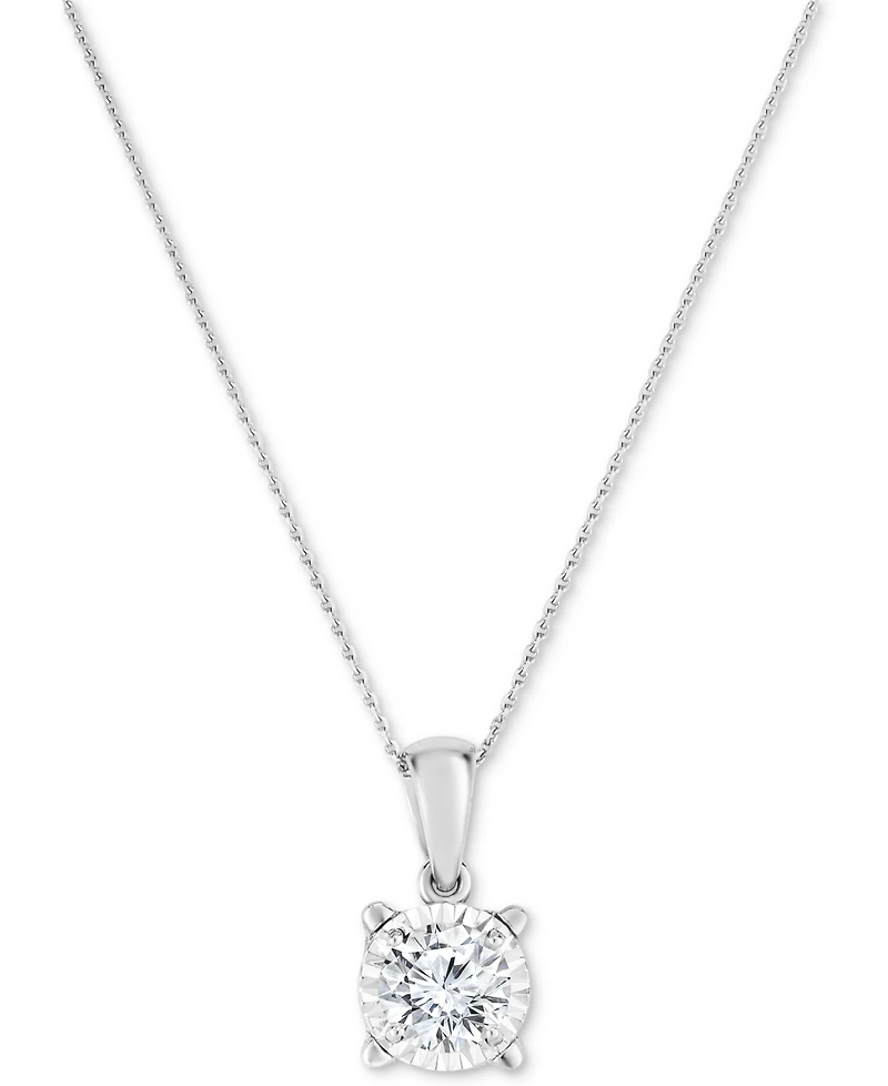 TruMiracle Diamond Solitaire 18" Pendant Necklace (3/4 ct. t.w.) in 14k White Gold
