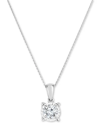 TruMiracle Diamond Solitaire 18" Pendant Necklace (3/4 ct. t.w.) in 14k White Gold