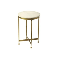 Round End Table with Faux Marble Top – Chic Living Room Accent