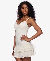 Alex & Sophia Juniors' V-Neck Sleeveless A-Line Mini Lace Dress