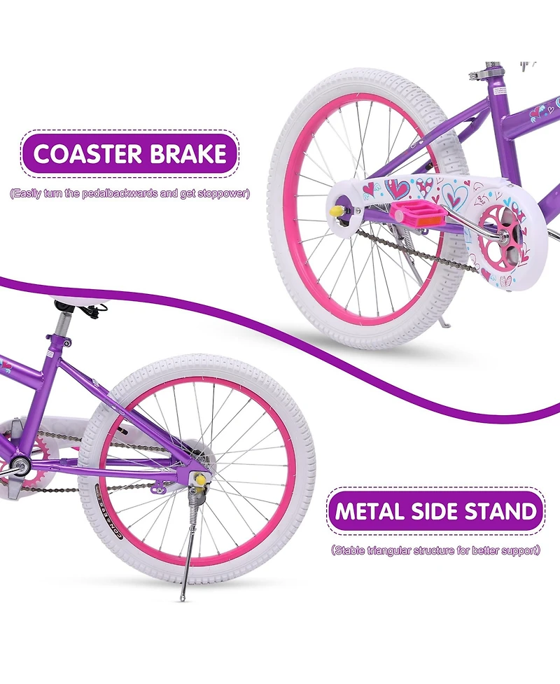 20-inch Kids Bike with Removable Training Wheels, Adjustable Seat and Handlebar for 3-8 Years Olds