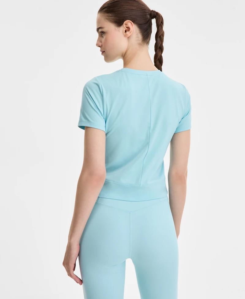 Id Ideology Women's Overlap Cropped Crewneck T-Shirt, Exclusively at Macy's