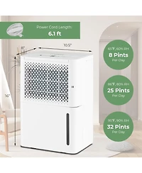 2000 Sq. Ft 32 Pint Dehumidifier with Continuous/Drying/Auto Mode