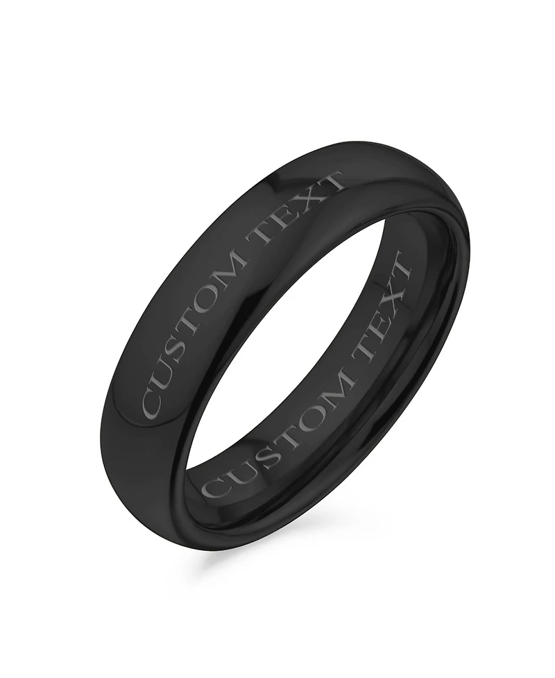 Bling Jewelry Plain Simple Dome Design Comfort Fit Titanium Band Ring Polished Black Silver Rose Gold Tone 5MM
