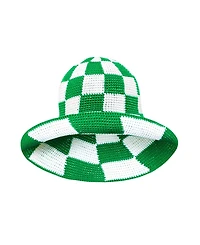 Brunna.co Shilo Checkered Crochet Hat In Green & White