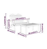 2 Piece Adirondack Patio Lounge Set Solid Wood Acacia