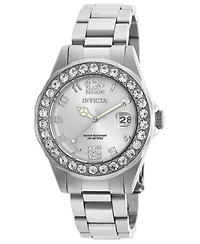 Invicta Women's 21396 Pro Diver Quartz 3 Hand Silver Dial Watch