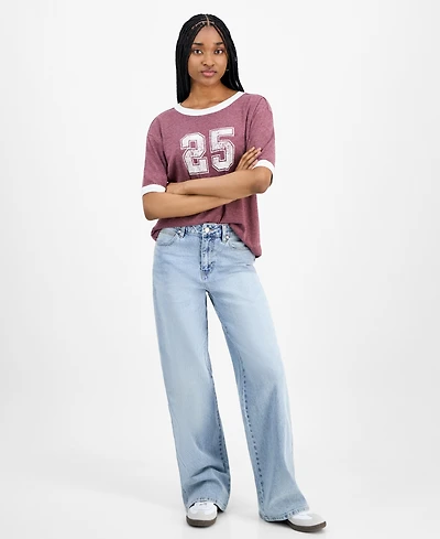 Celebrity Pink Juniors' High Rise Baggy Wide-Leg Curvy Jeans