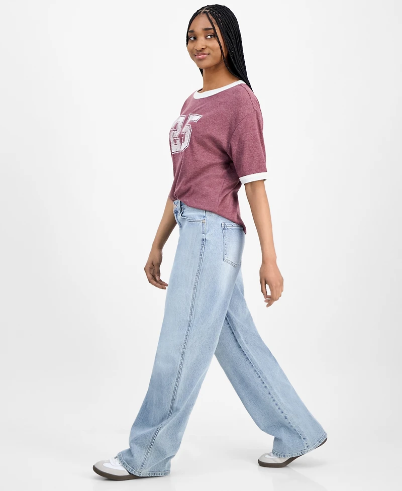 Celebrity Pink Juniors' High Rise Baggy Wide-Leg Curvy Jeans