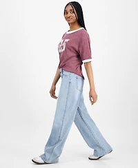 Celebrity Pink Juniors' High Rise Baggy Wide-Leg Curvy Jeans