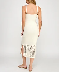 Invitee Juniors' V-Neck Sleeveless Bodycon Crochet Dress