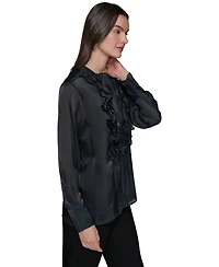 Karl Lagerfeld Paris Ruffled-Front Organza Blouse