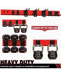 Hausource 48in Garden Tool Organizer Garage Storage Rack, Red