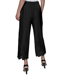 Karl Lagerfeld Paris Women's Floral-Hem Pull-On Pants
