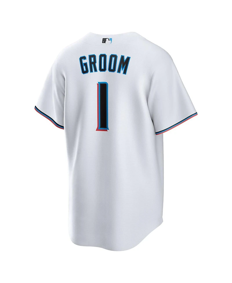Nike Men's White Miami Marlins 1 Groom Home Replica Jersey