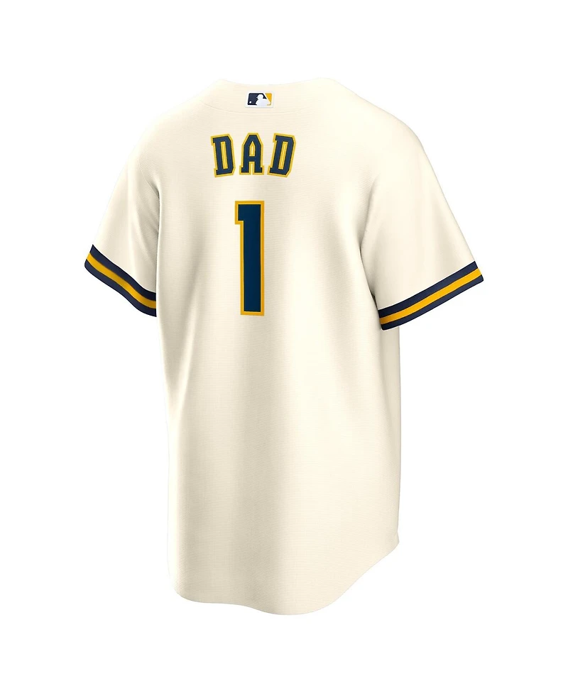 Nike Men's White Milwaukee Brewers 1 Dad Home Replica Jersey