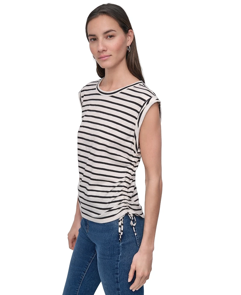 Dkny Jeans Women's Side-Tie Ruched Sleeveless T-Shirt