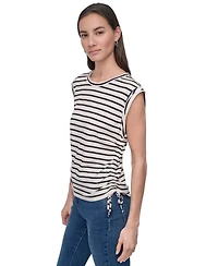 Dkny Jeans Women's Side-Tie Ruched Sleeveless T-Shirt