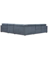 Nevio 5-Pc. Fabric Power Headrest Sectional with 3 Motion Chairs