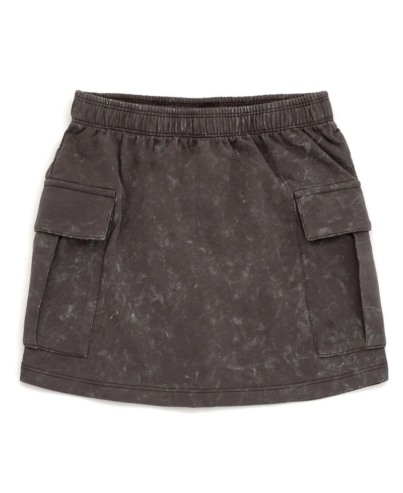 Barbie Girls French Terry Cropped Drop Shoulder T-Shirt and Skirt Outfit Set