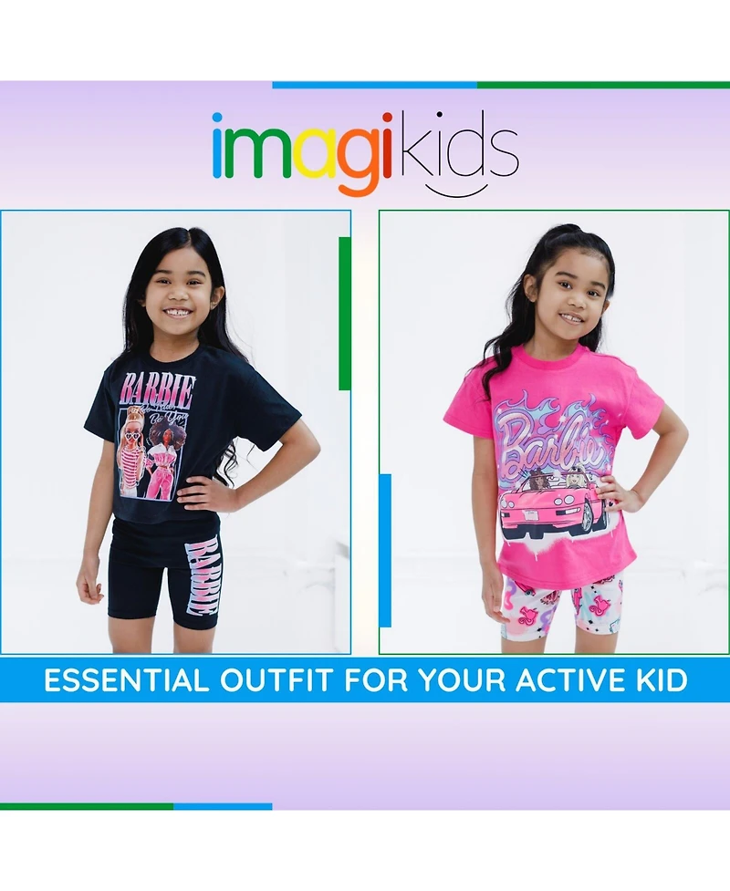 Barbie Toddler Girls Cropped Boxy T-Shirt and Bike Shorts Outfit Set