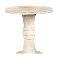 28" White Distressed Solid Wood Round End Table