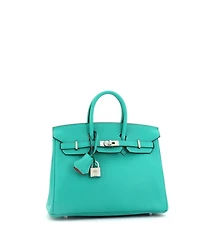 Pre-Owned Hermes Birkin 25 Handbag Verso Novillo with Palladium Hardware