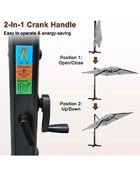 Mondawe 156"W x 120"D Rectangular Cantilever Umbrella with Detachable Led Atmosphere Light and Bluetooth Player, w/ Weight Base Included